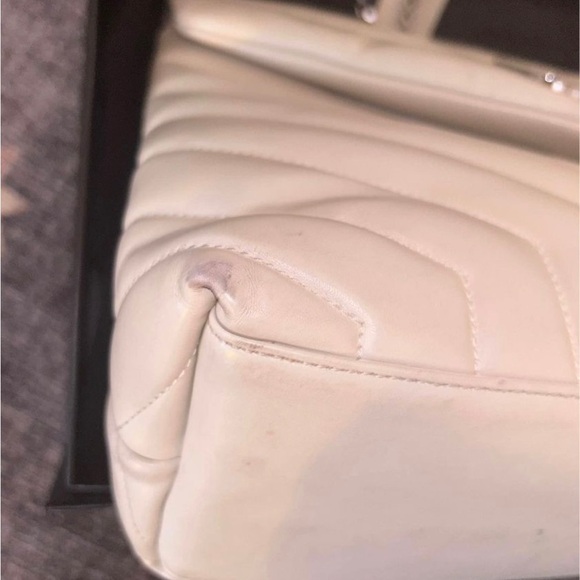 YSL LouLou Medium Shoulder Bag - cream with silver hardware - Picture 7 of 8